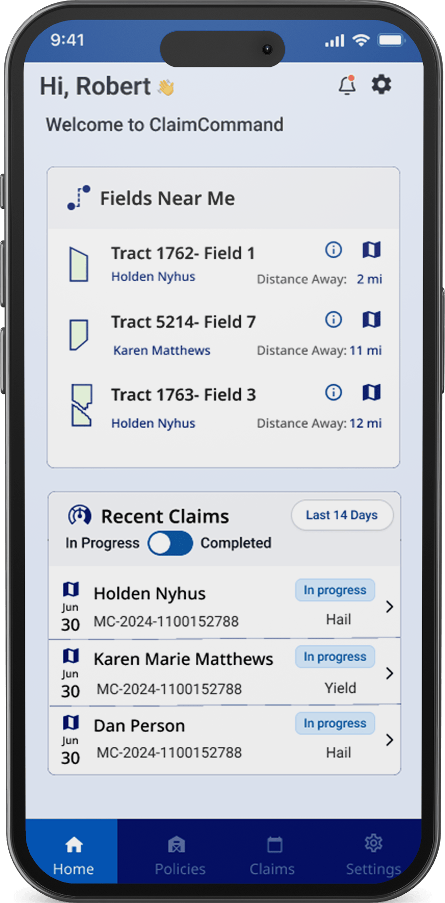 Smart Claim - Crop Insurance Software Dashboard